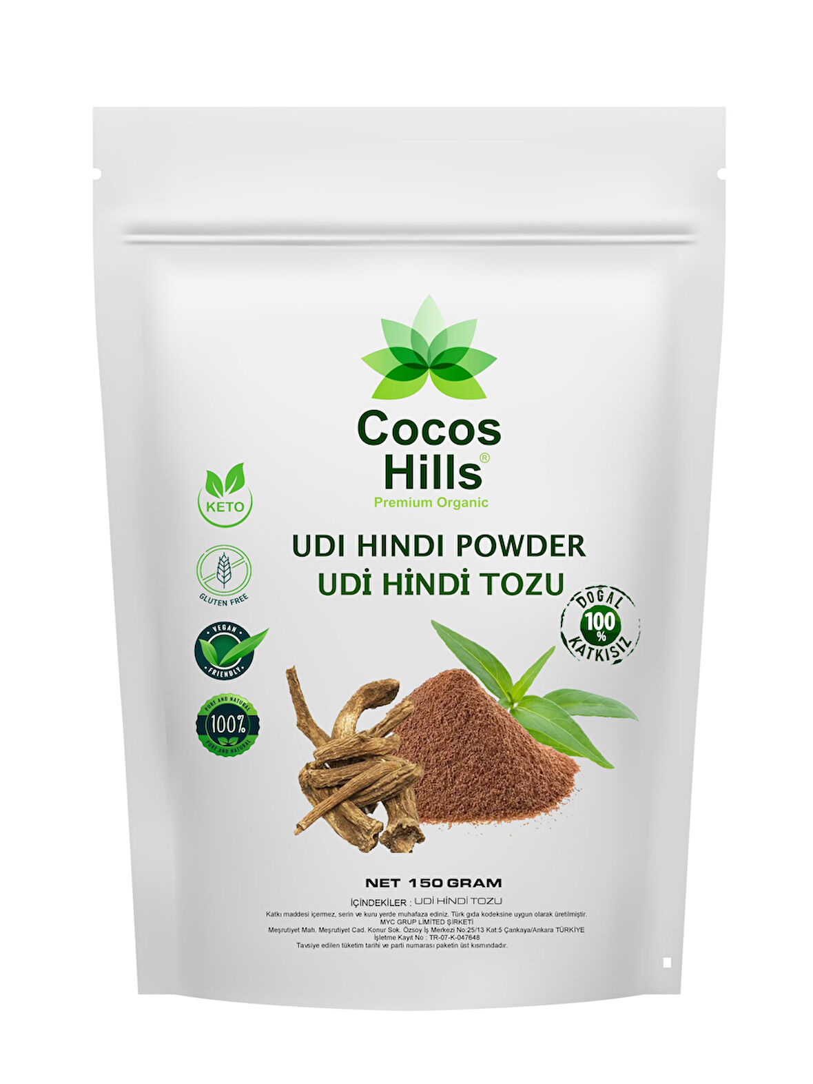 Cocos Hills Udi Hindi Powder Pure Udi Hindi Tozu Katkısız 150 Gram
