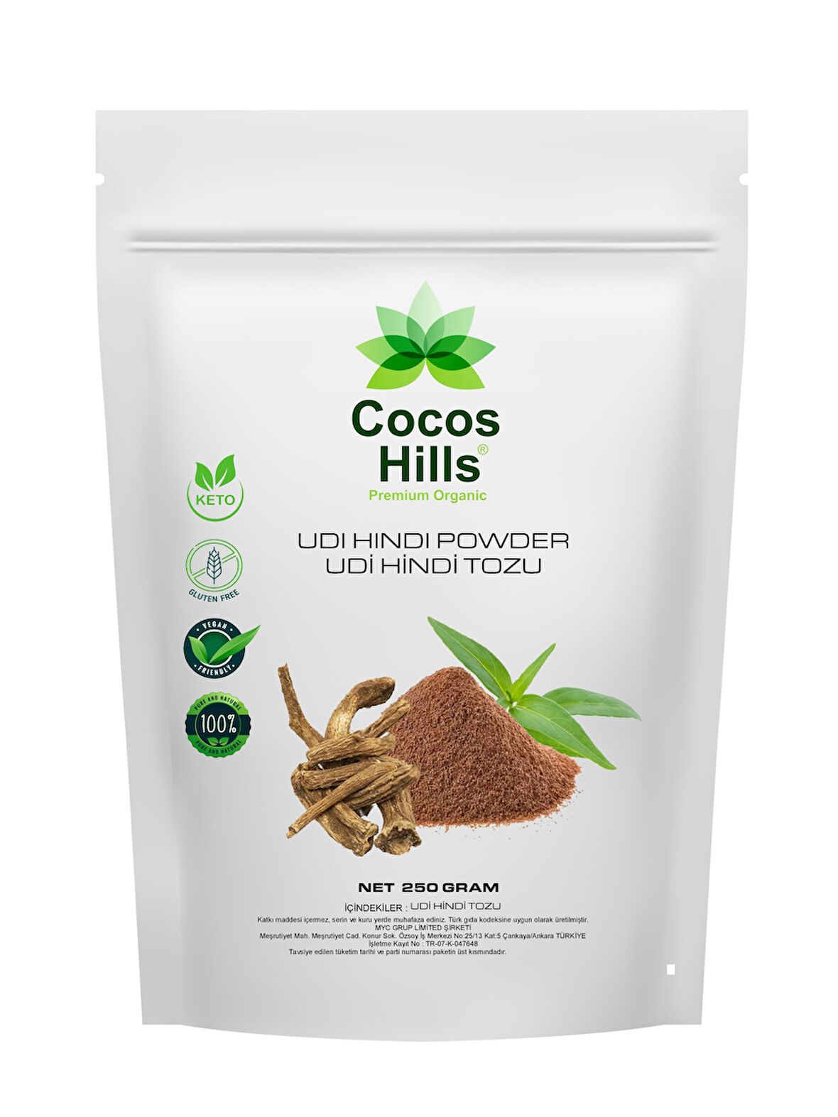 Cocos Hills Udi Hindi Powder Pure Udi Hindi Tozu Katkısız 250 gram