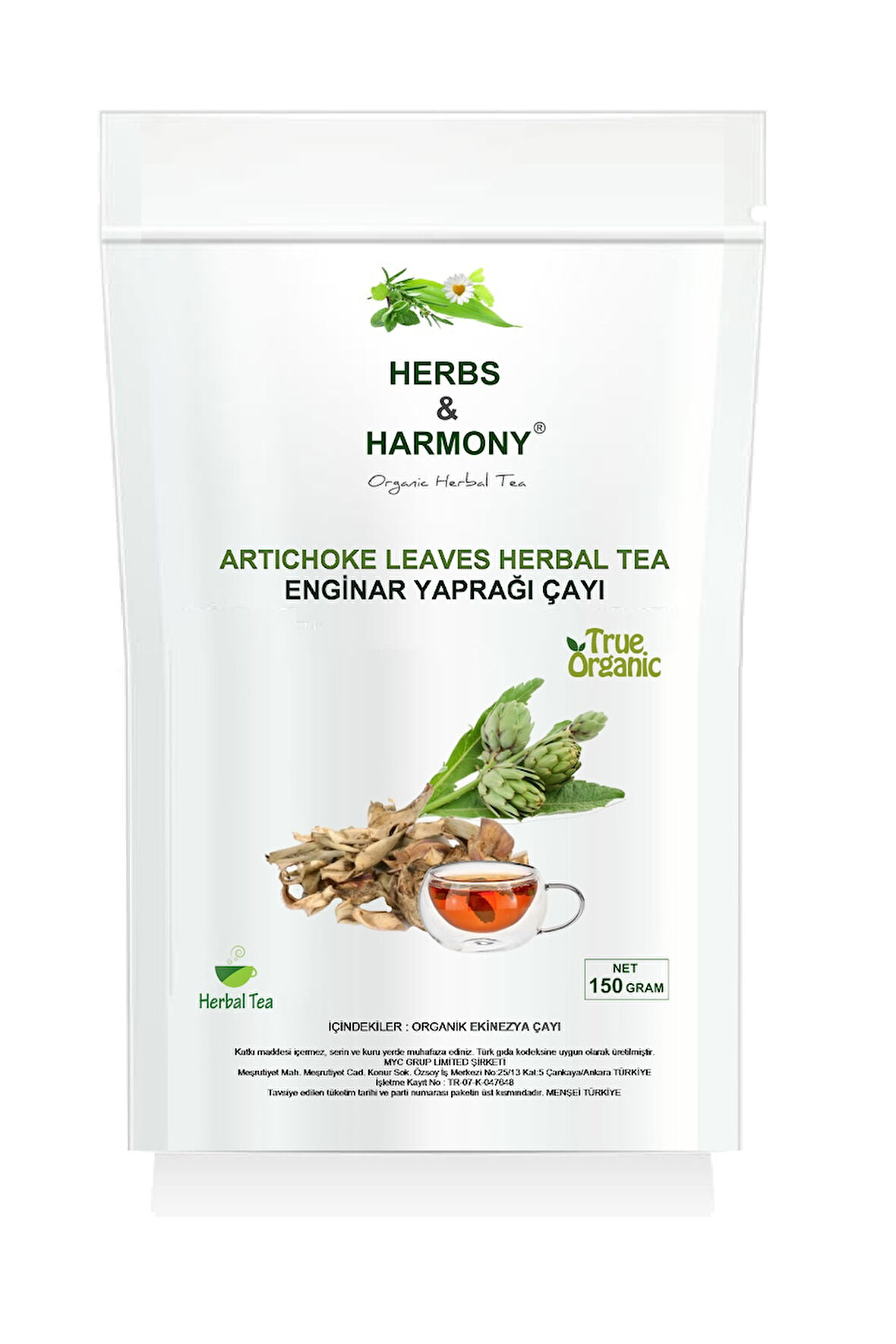 Herbs & Harmony Artichoke Leaves Herbal Tea Enginar Yaprağı Bitki Çayı 150 gram