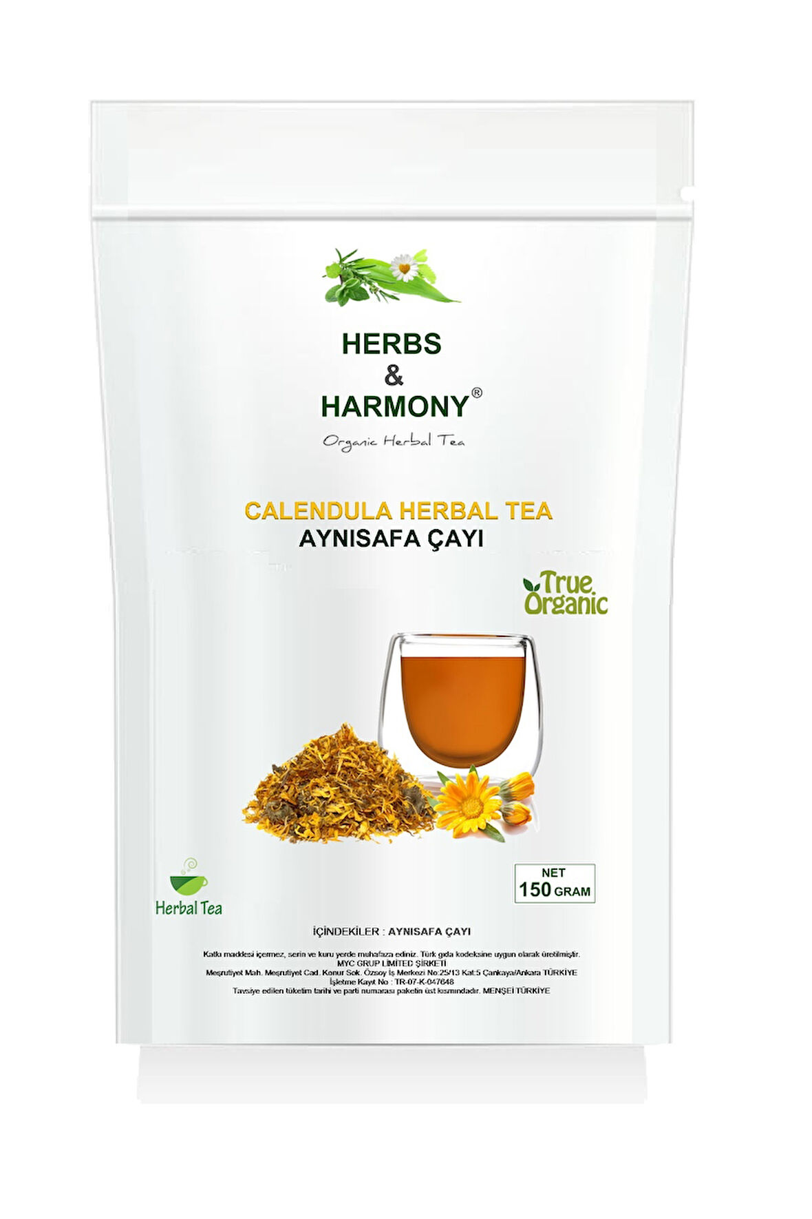 Herbs & Harmony Callendula Herbal Tea Aynısafa Bitki Çayı 150 gram
