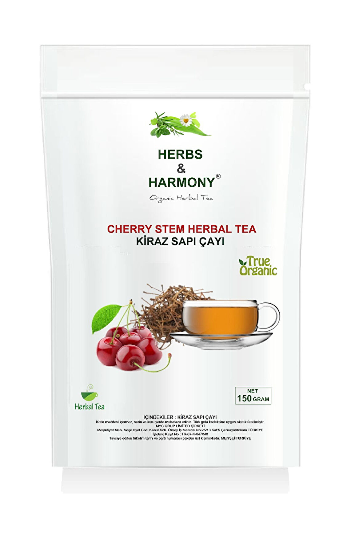 Herbs & Harmony Cherry Stem Herbal Tea Kiraz Sapı Bitki Çayı 150 gram