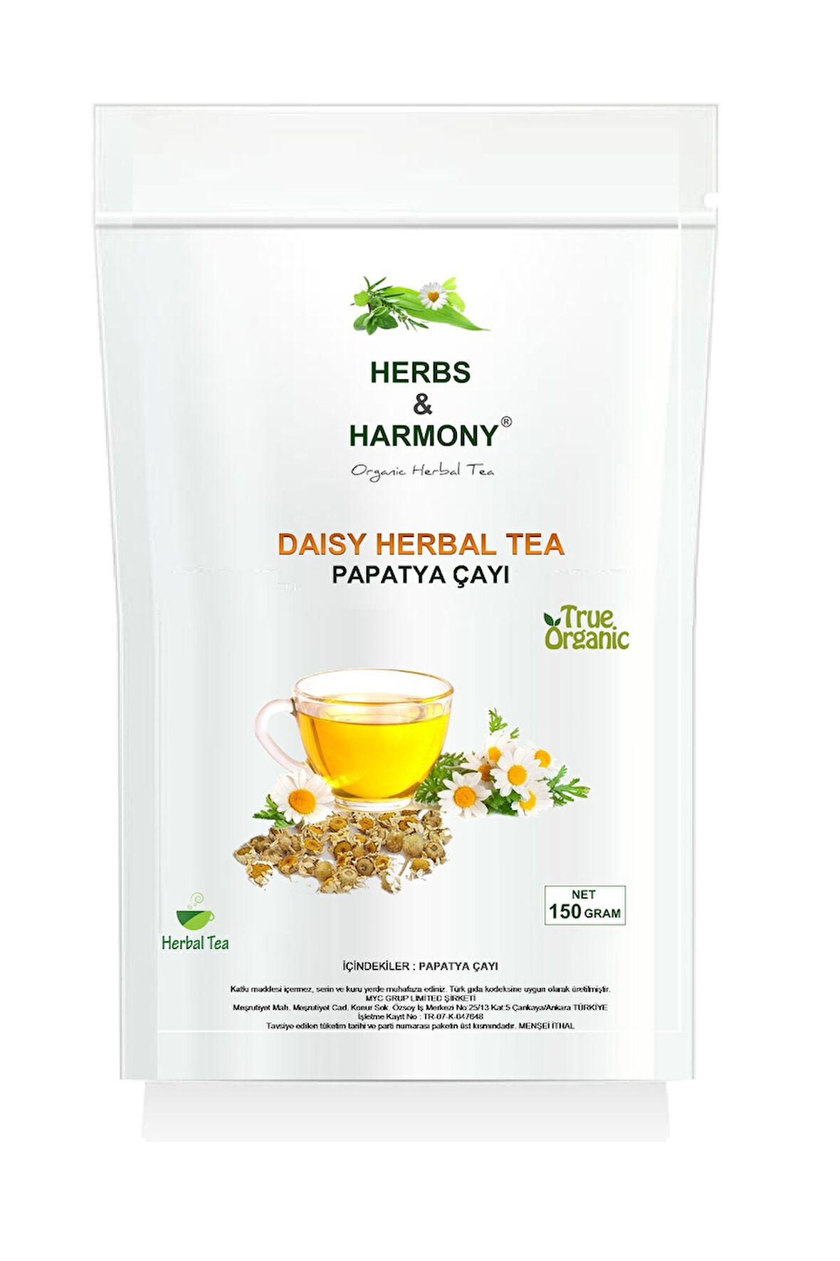 Herbs & Harmony Daisy Herbal Tea Papatya Bitki Çayı 150 gram