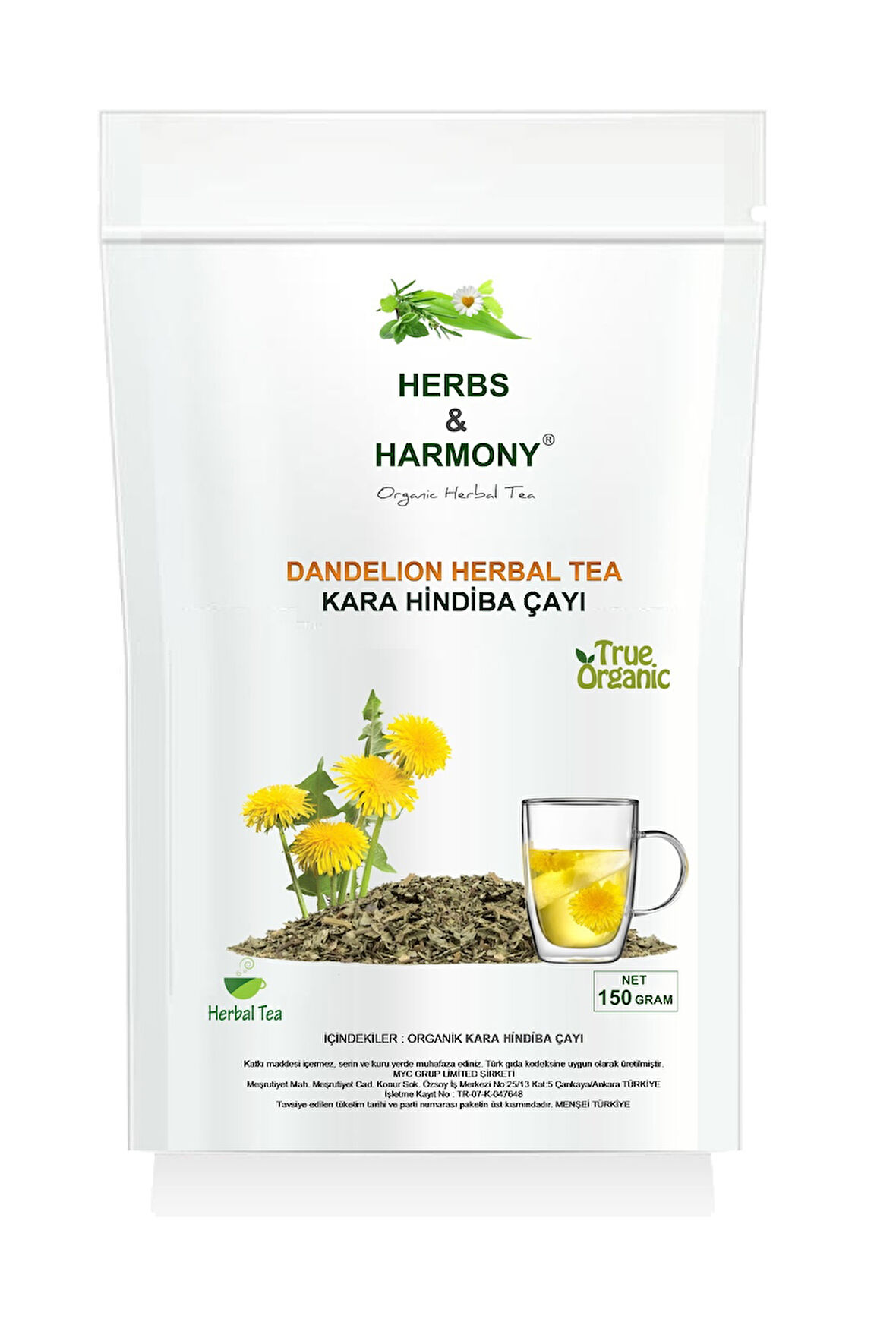 Herbs & Harmony Dandelion Herbal Tea Kara Hindiba Bitki Çayı 150 gram