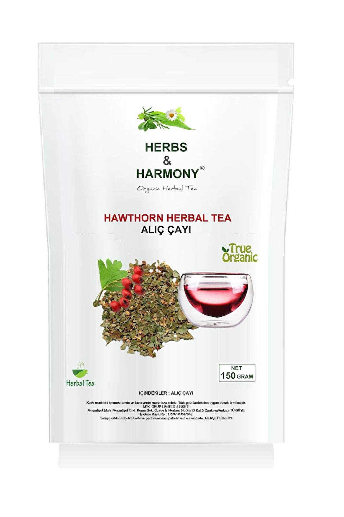 Herbs & Harmony Hawthorn Herbal Tea Alıç Bitki Çayı 330 gram