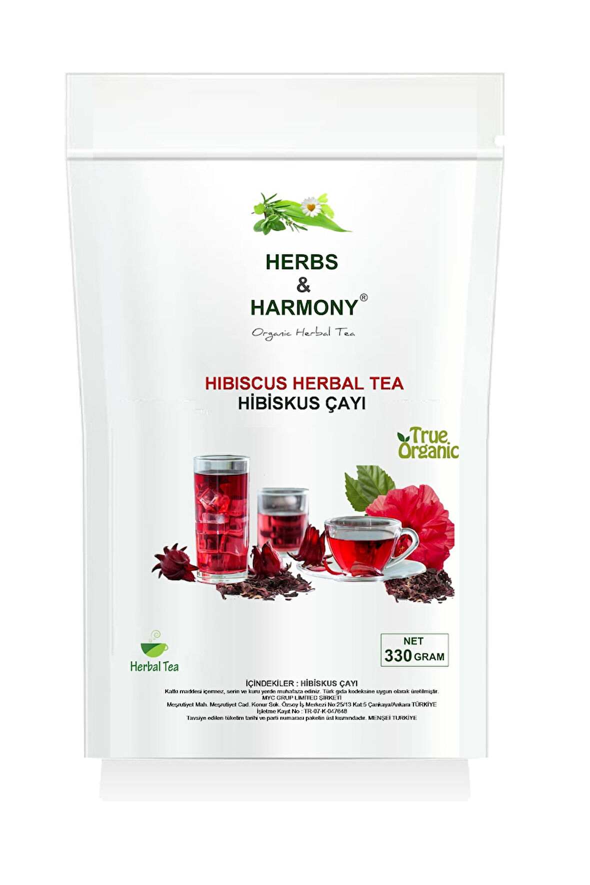 Herbs & Harmony Hibiscus Herbal Tea Hibiskus Bitki Çayı 330 gram