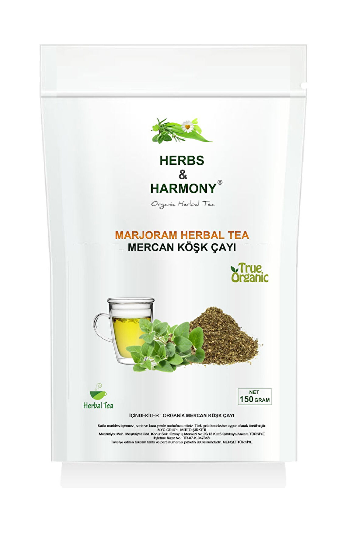 Herbs & Harmony Marjoram Herbal Tea Mercanköşk Bitki Çayı 150 gram