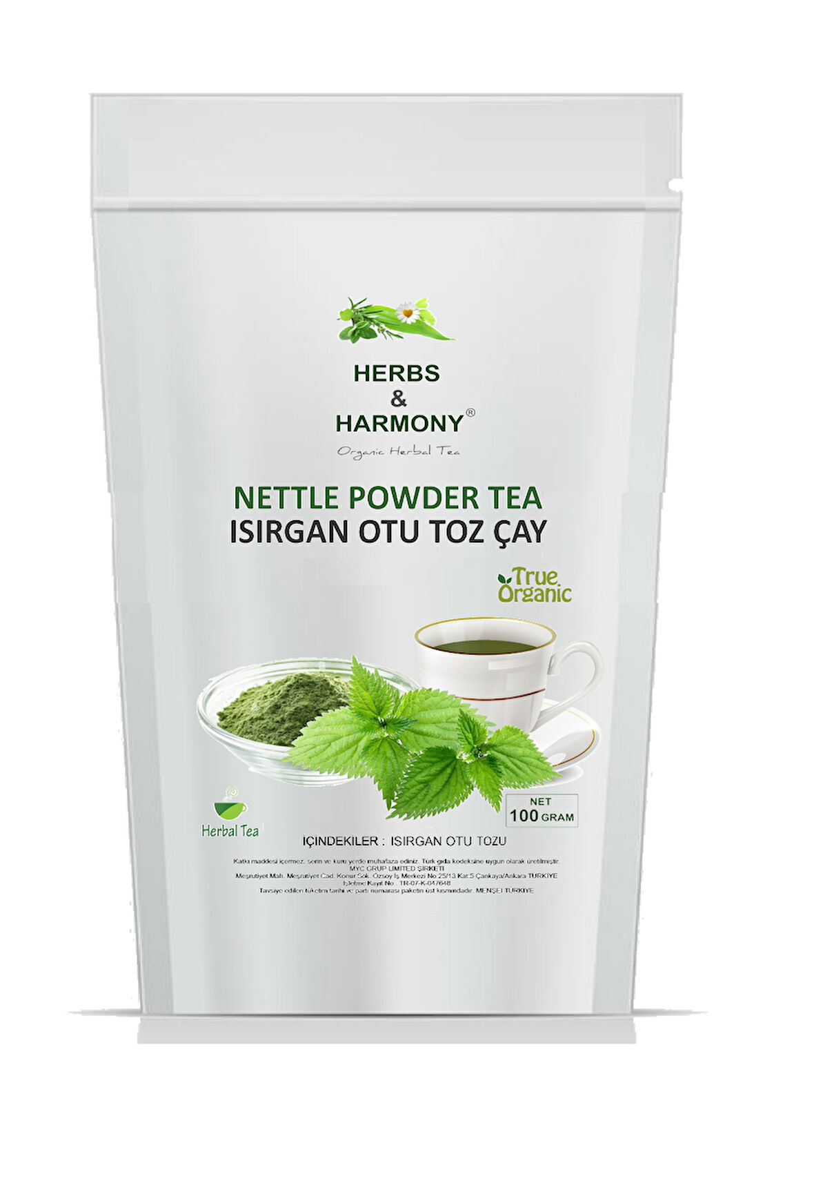 Herbs & Harmony Nettle Powder Tea Isırgan Otu Toz Çay 100 Gram