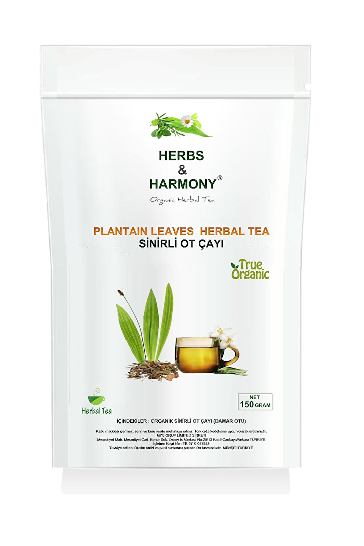 Herbs & Harmony Plantain Leaves Herbal Tea Sinirli Ot Bitki Çayı 150 gram
