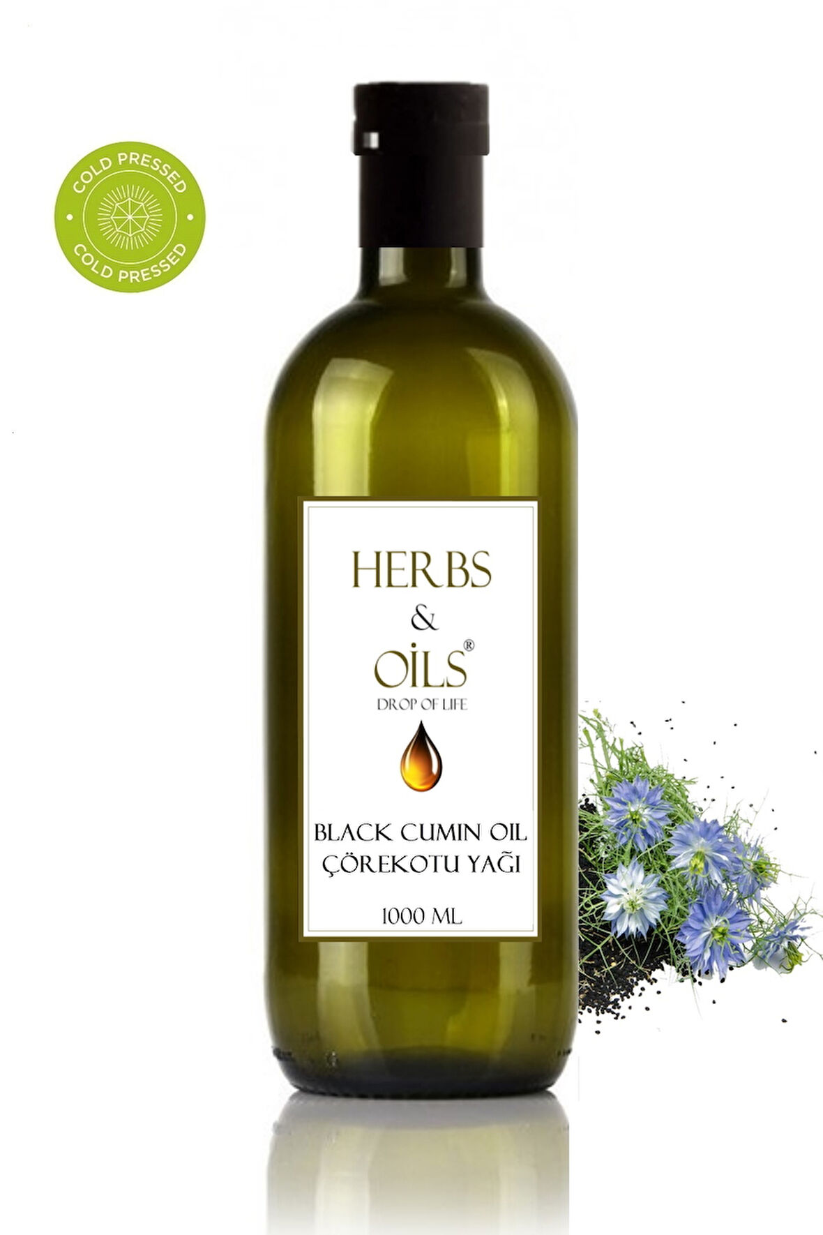 Herbs & Oils Black Cumin Oil Çörekotu Yağı 1000 Ml