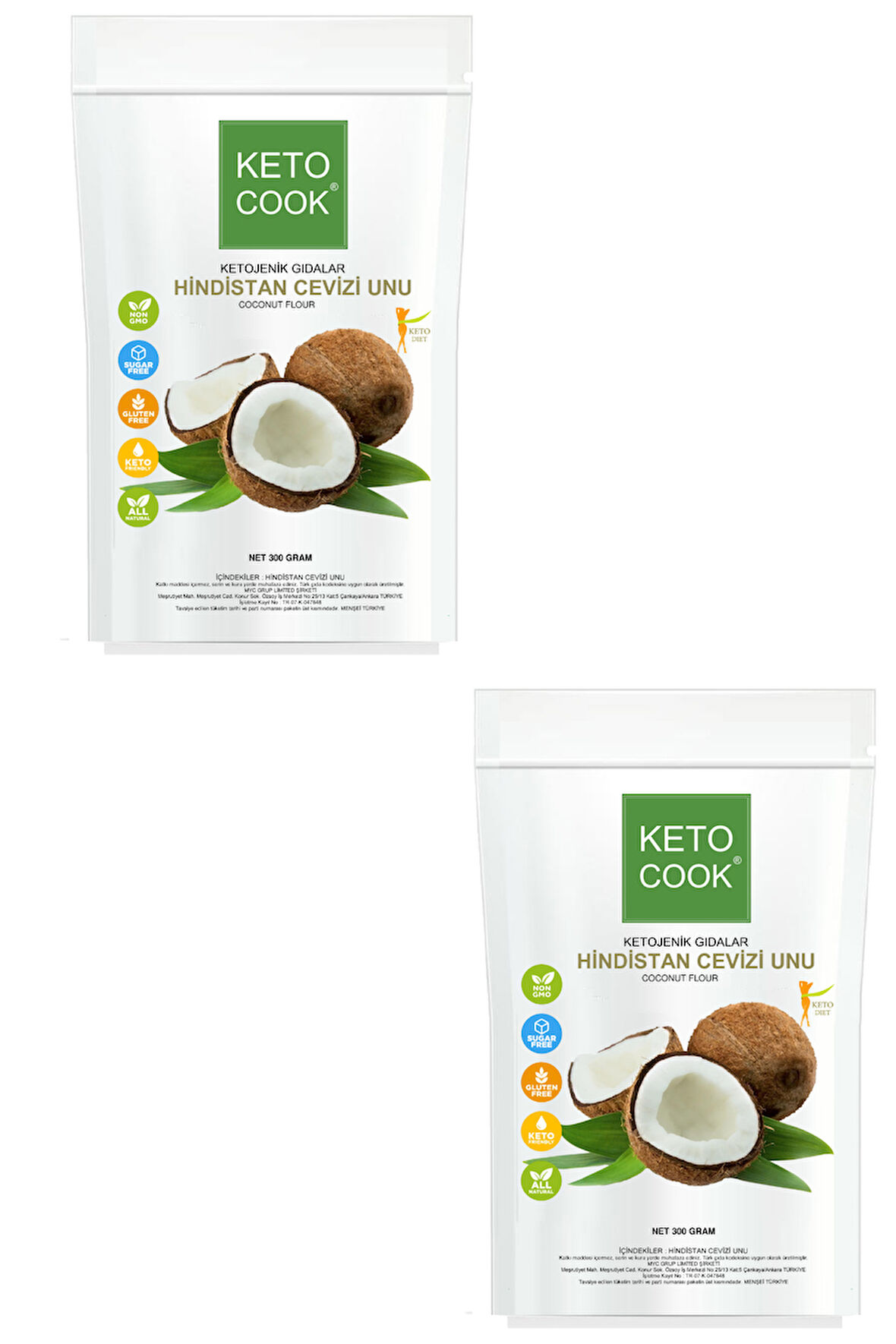 KetoCook Ketojenik Hindistan Cevizi Unu ( Coconut Flour )duo Avantajlı Set 300 gram X 2 Adet