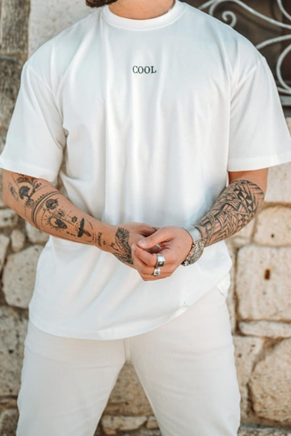 Erkek Cool Nakışlı Regular Bisiklet Yaka T-Shirt
