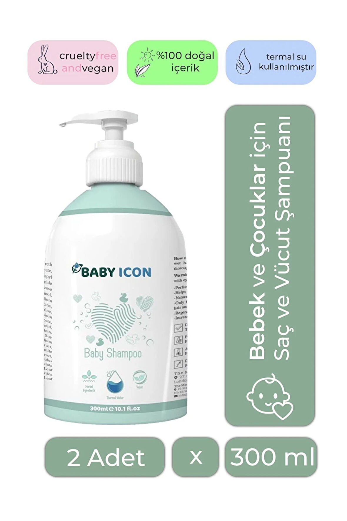 Saç Ve Vücut Bebek Şampuanı - 2 Adet x 300 ml Doğal, Vegan Sülfat Ve Parfüm Içermez