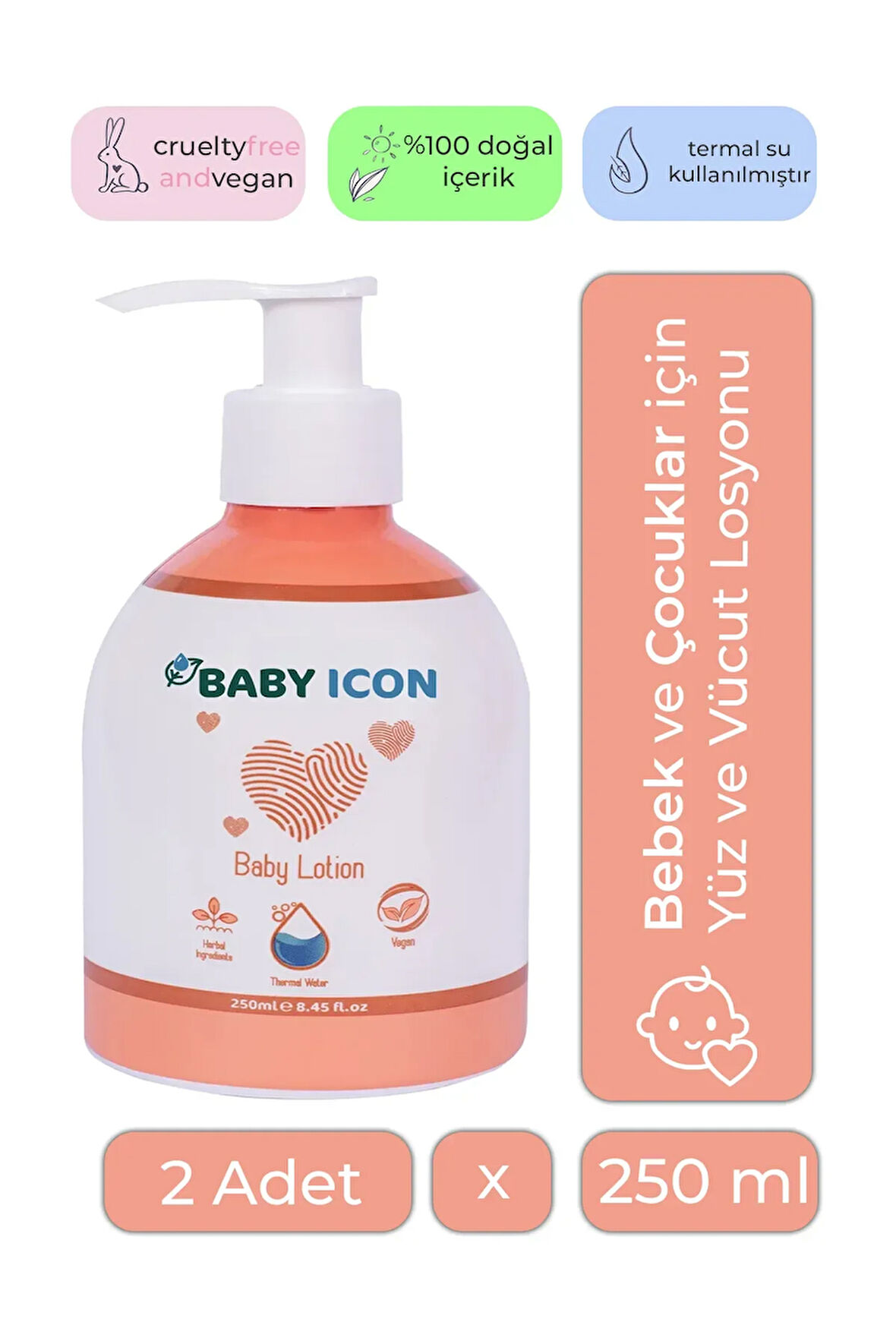 Nemlendirici Yüz Ve Vücut Bebek Losyonu - 2 Adet 250 ml Doğal, Vegan Ve Parfüm Içermez