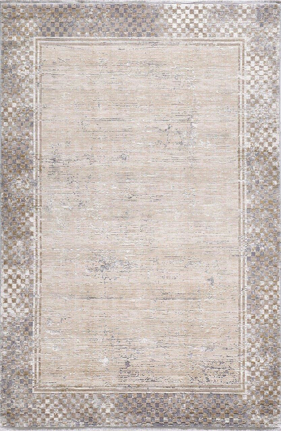 Artemis Halı Couture 00866A Gri Gold Çerçeveli Eskitme İpek Halı