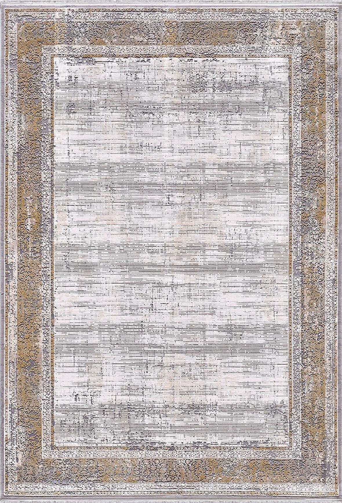 Artemis Halı Couture 00868A Gri Gold Çerçeveli Eskitme İpek Halı