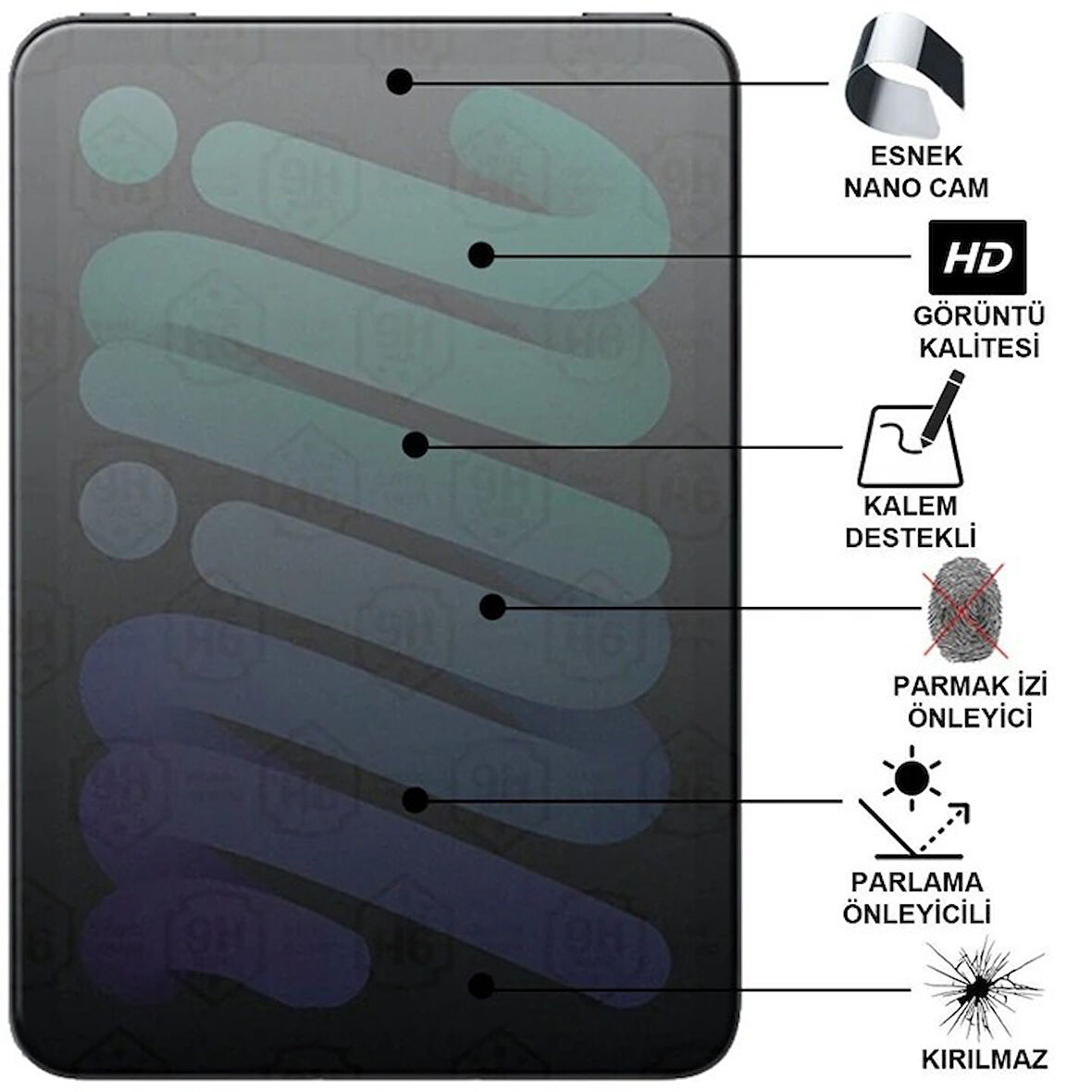 TTCLSS-TB-MT-120 Kodlu Tablet Mat Kırılmaz Cam Nano Ekran Koruyucu