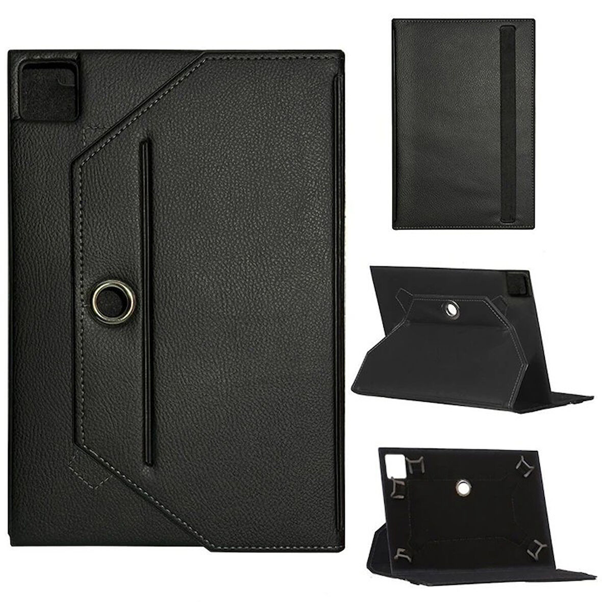 Apple Uyumlu iPad Pro 12.9 6. Nesil A2436 Universal Standlı Tablet Kılıfı Siyah