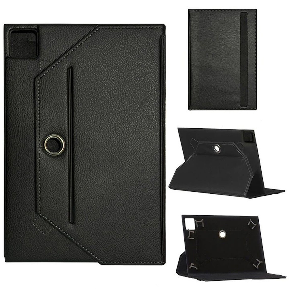 Samsung Uyumlu Galaxy Tab S8 Plus SM-X800 Universal Standlı Tablet Kılıfı Siyah
