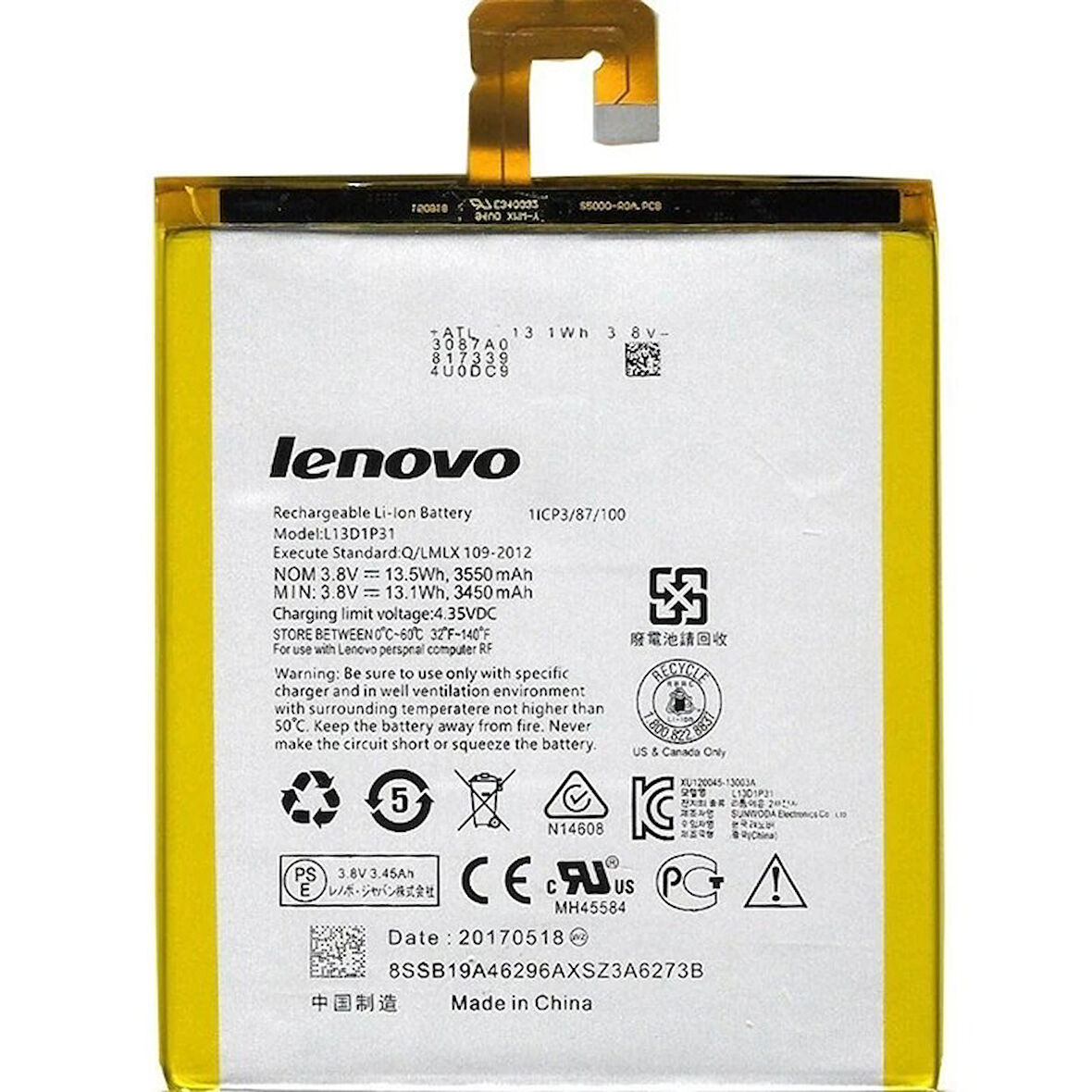 Lenovo Tab 2 A7-30 Batarya Pil