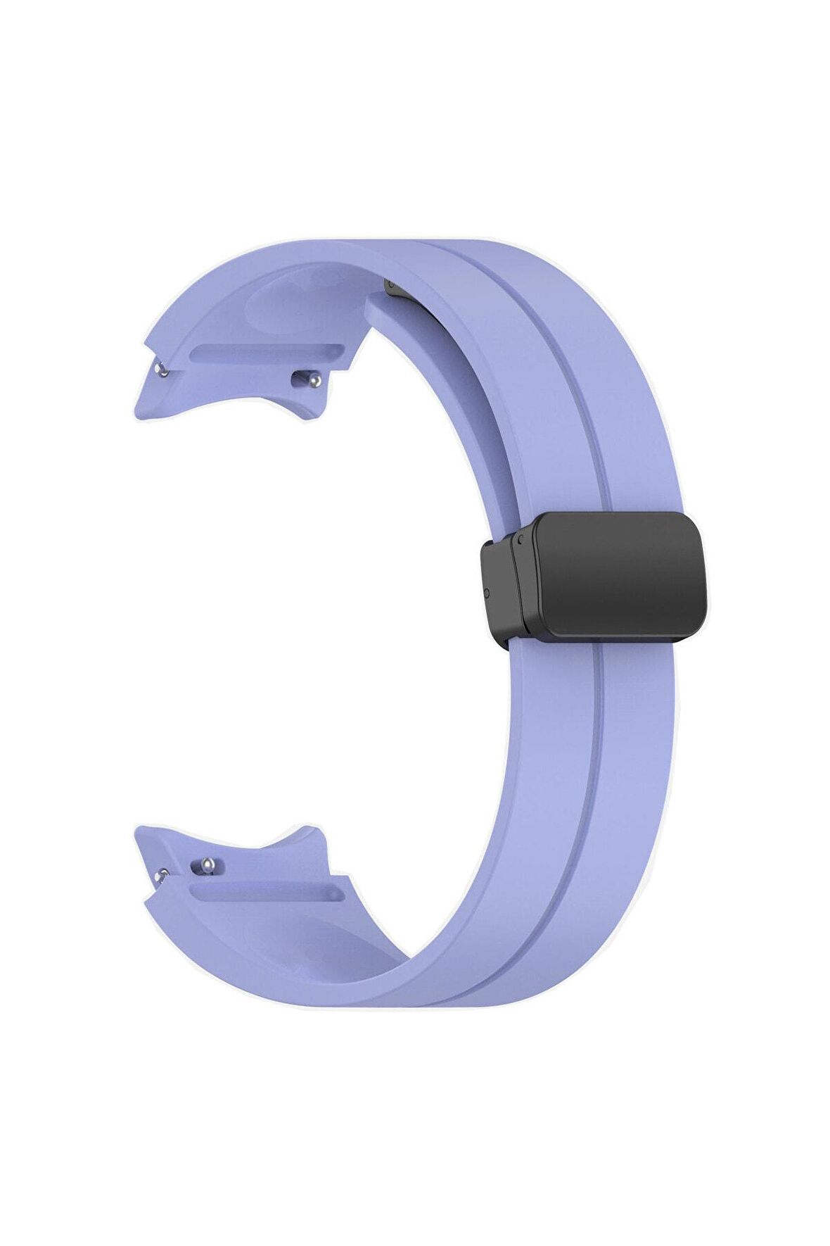 Samsung Galaxy Watch 5 44mm Kordon/Kayış Çizgili Tasarım Metal Toka Esnek Sağlam Silikon Kordon