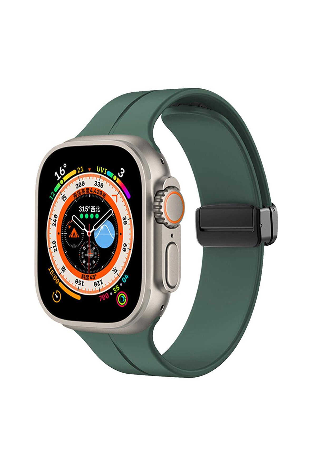 Watch Ultra 49mm Kordon/kayış Çizgili Tasarım Metal Toka Esnek Sağlam Silikon Kordon