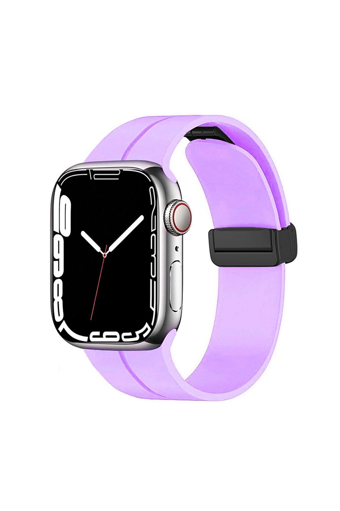 Watch 44mm Kordon/kayış Çizgili Tasarım Metal Toka Esnek Sağlam Silikon Kordon