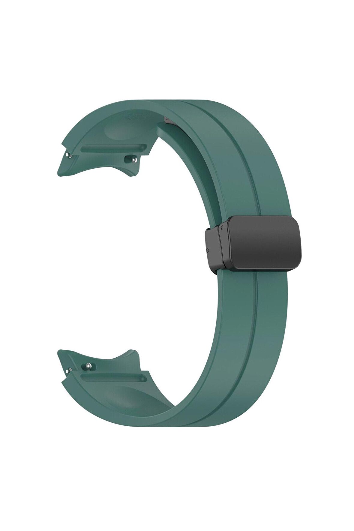 Samsung Galaxy Watch 4 44mm Uyumlu Kordon/Kayış Çizgili Tasarım Metal Toka Esnek Sağlam Silikon