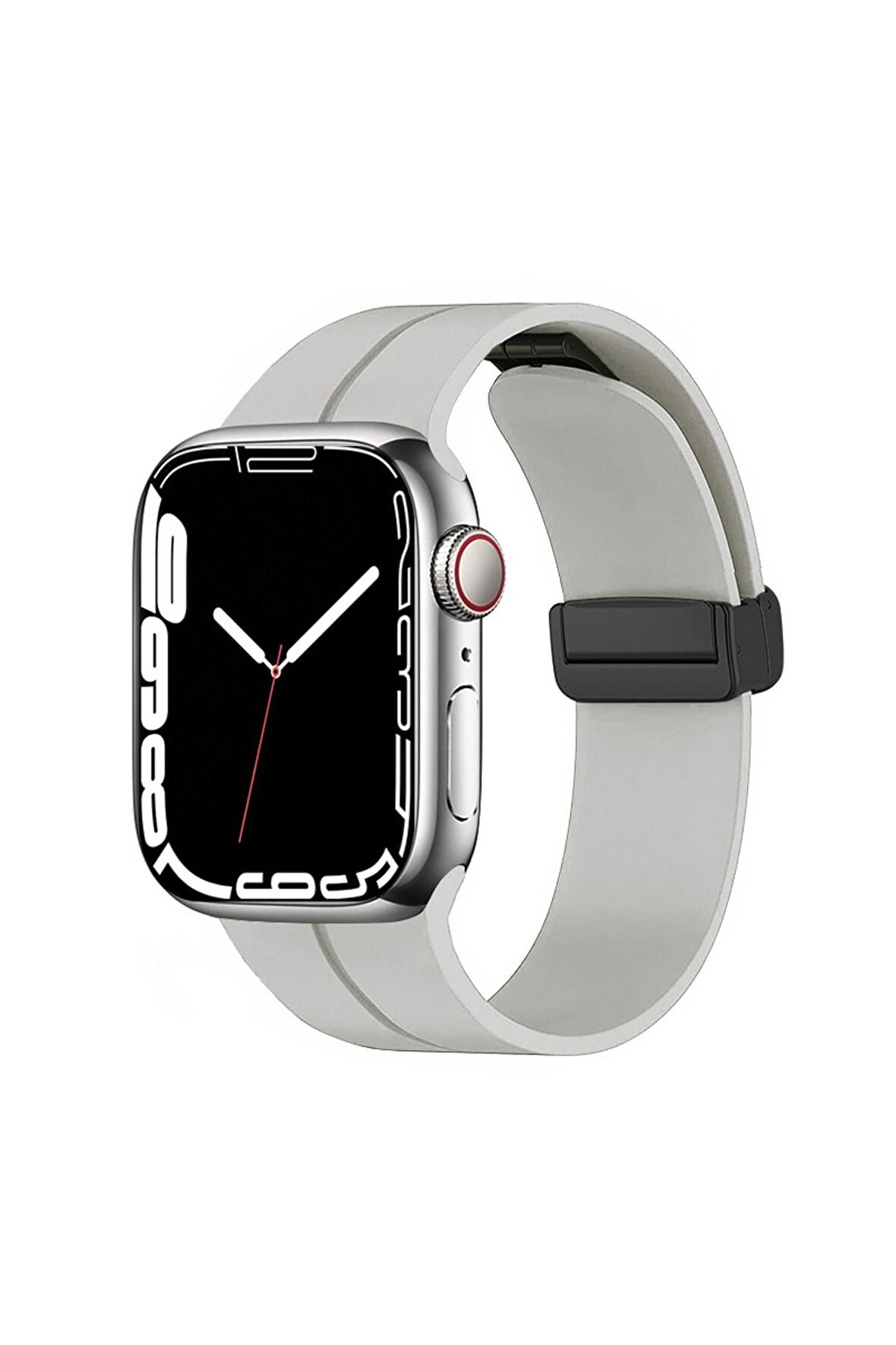 Watch 44mm Kordon/kayış Çizgili Tasarım Metal Toka Esnek Sağlam Silikon Kordon
