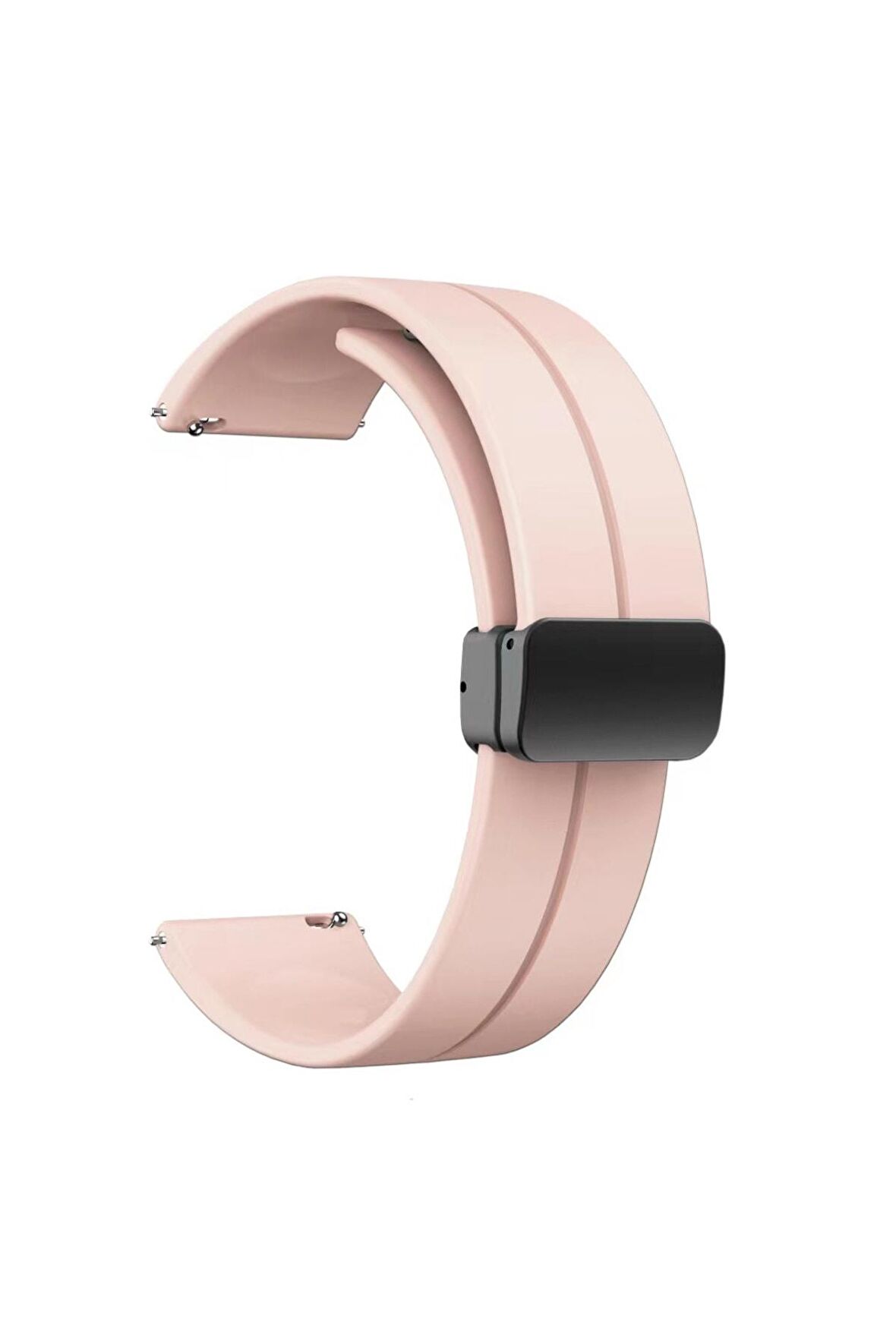 Samsung Galaxy Watch 46mm Kordon/Kayış Çizgili Tasarım Metal Toka Esnek Sağlam Silikon Kordon
