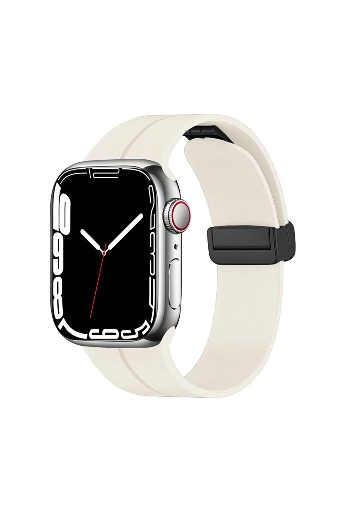 Watch 42mm Kordon/kayış Çizgili Tasarım Metal Toka Esnek Sağlam Silikon Kordon