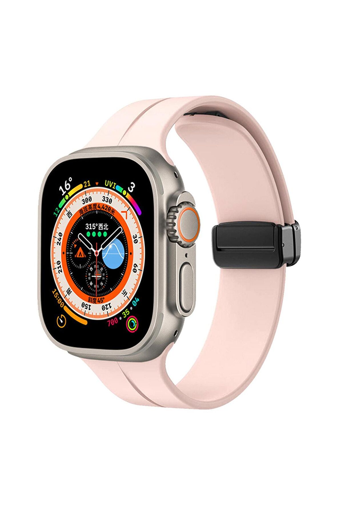Watch Ultra 49mm Kordon/kayış Çizgili Tasarım Metal Toka Esnek Sağlam Silikon Kordon