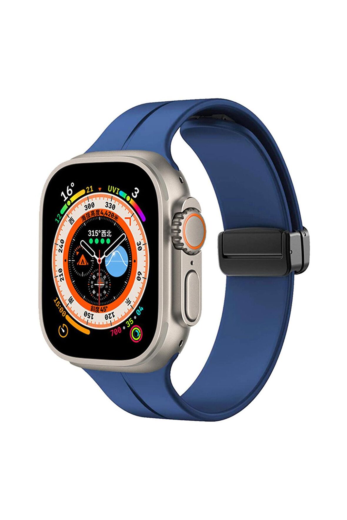 Watch Ultra 49mm Kordon/kayış Çizgili Tasarım Metal Toka Esnek Sağlam Silikon Kordon
