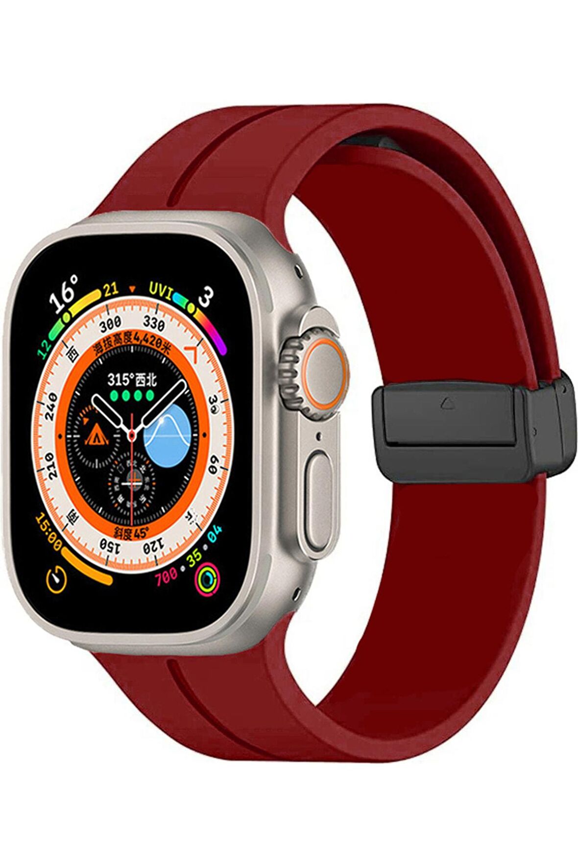 Watch Ultra 49mm Kordon/kayış Çizgili Tasarım Metal Toka Esnek Sağlam Silikon Kordon