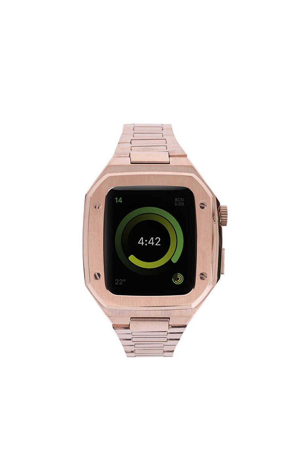Apple Watch 7 45mm Kordon Luxury Tasarım Paslanmaz Çelik Kasa Korumalı Special Kordon/Kayış