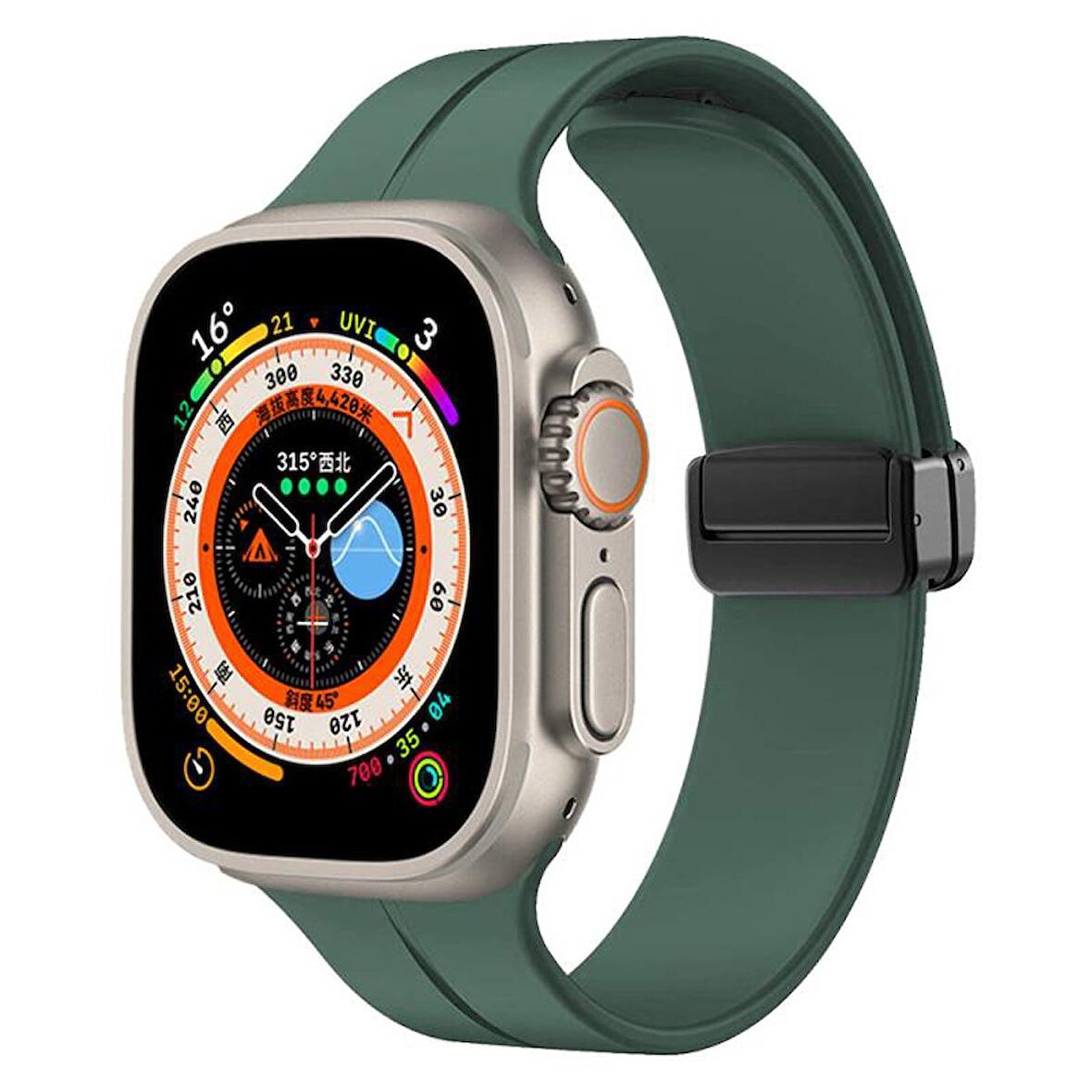  Watch Ultra 49mm Kordon/Kayış Soft Pürüzsüz Yüzey Pratik Metal Tak Çıkar Tokalı Silikon Kordon