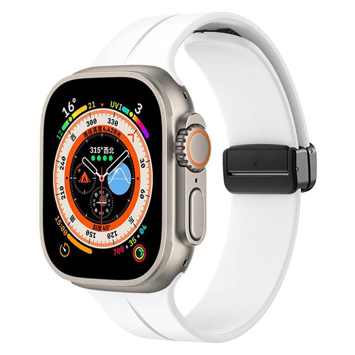  Watch Ultra 49mm Kordon/Kayış Soft Pürüzsüz Yüzey Pratik Metal Tak Çıkar Tokalı Silikon Kordon
