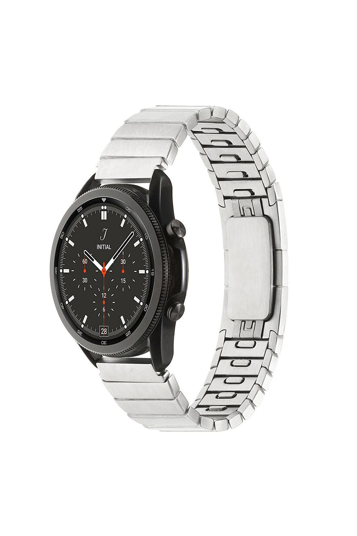 Samsung Galaxy Watch 46mm Kordon/kayış 22mm Metal Parça Çizgili Tasarım Otomatik Klipsli Kordon