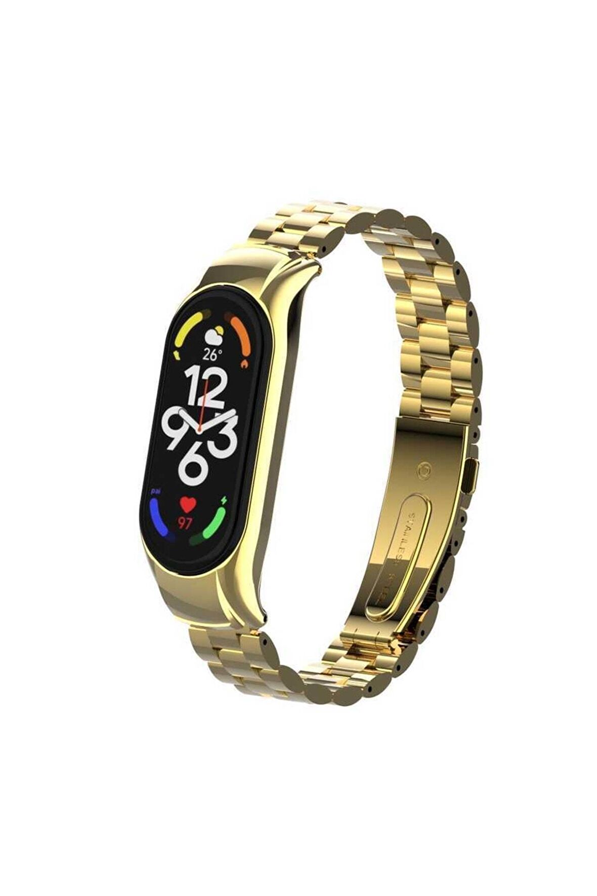 Xiaomi Mi Band 7 Kordon/kayış Baklalı Model Metal Paslanmaz Çelik Kasa Koruma 2 In 1 Kordon