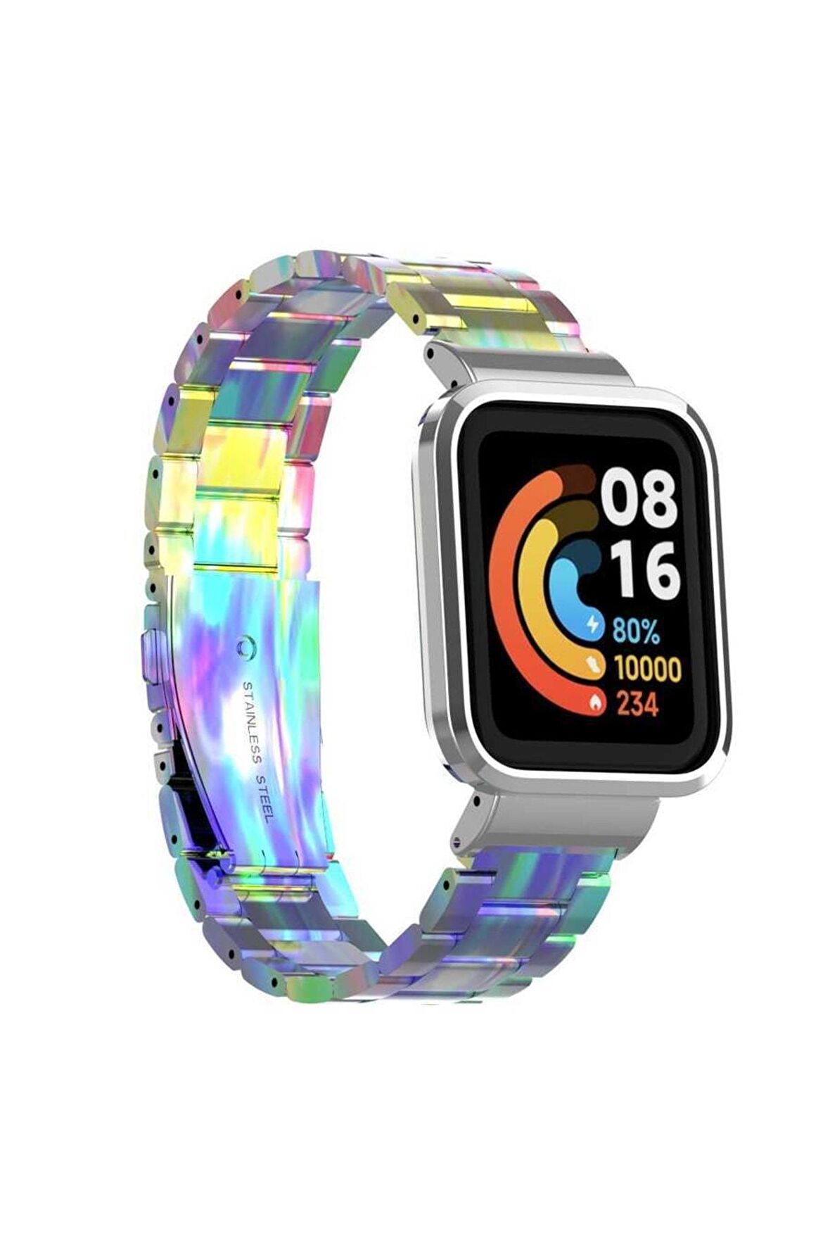 Xiaomi Mi Watch Lite Uyumlu Kordon Kayış Metal Baklalı Kasa Korumalı 2 In 1 Paslanmaz Çelik Kordon