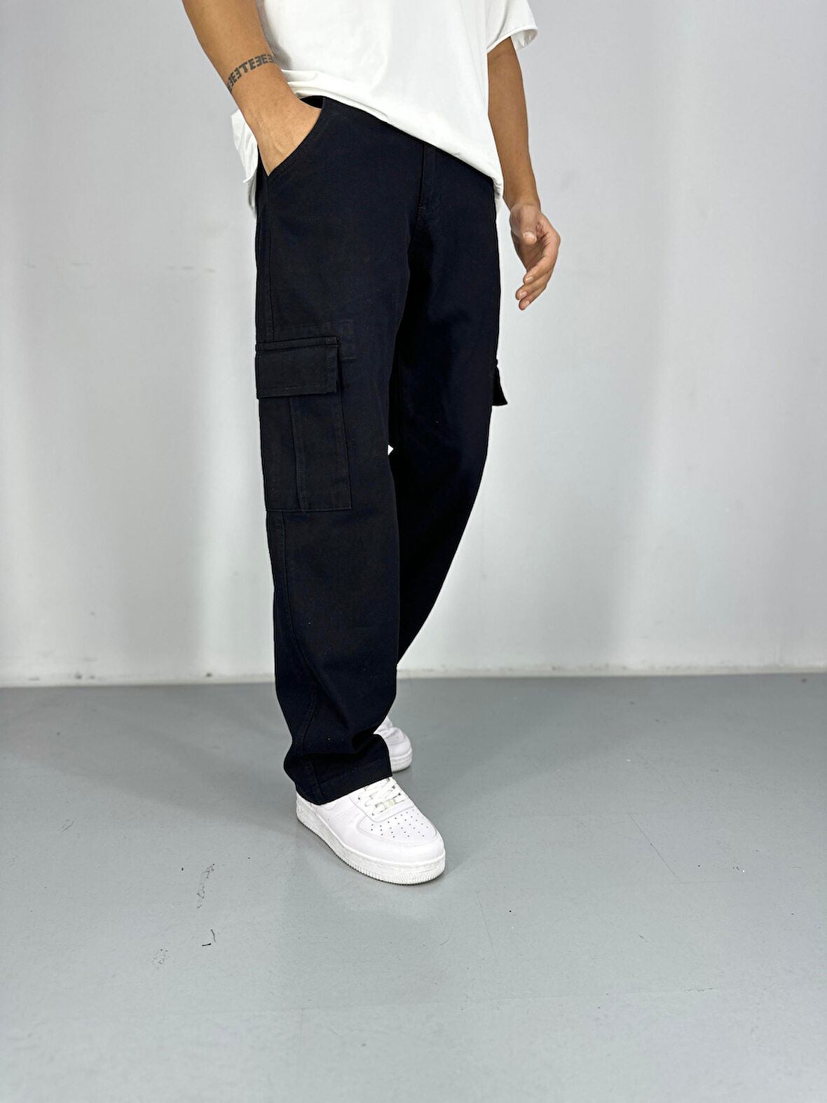 Erkek Premium Kalite Siyah Kargo Pantolon