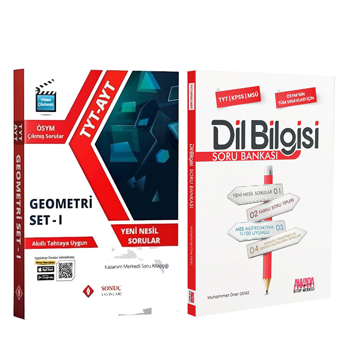 Sonuç Yayınları TYT AYT Geometri Set 1 ve AKM Dil Bilgisi Soru Bankası Seti 2 Kitap