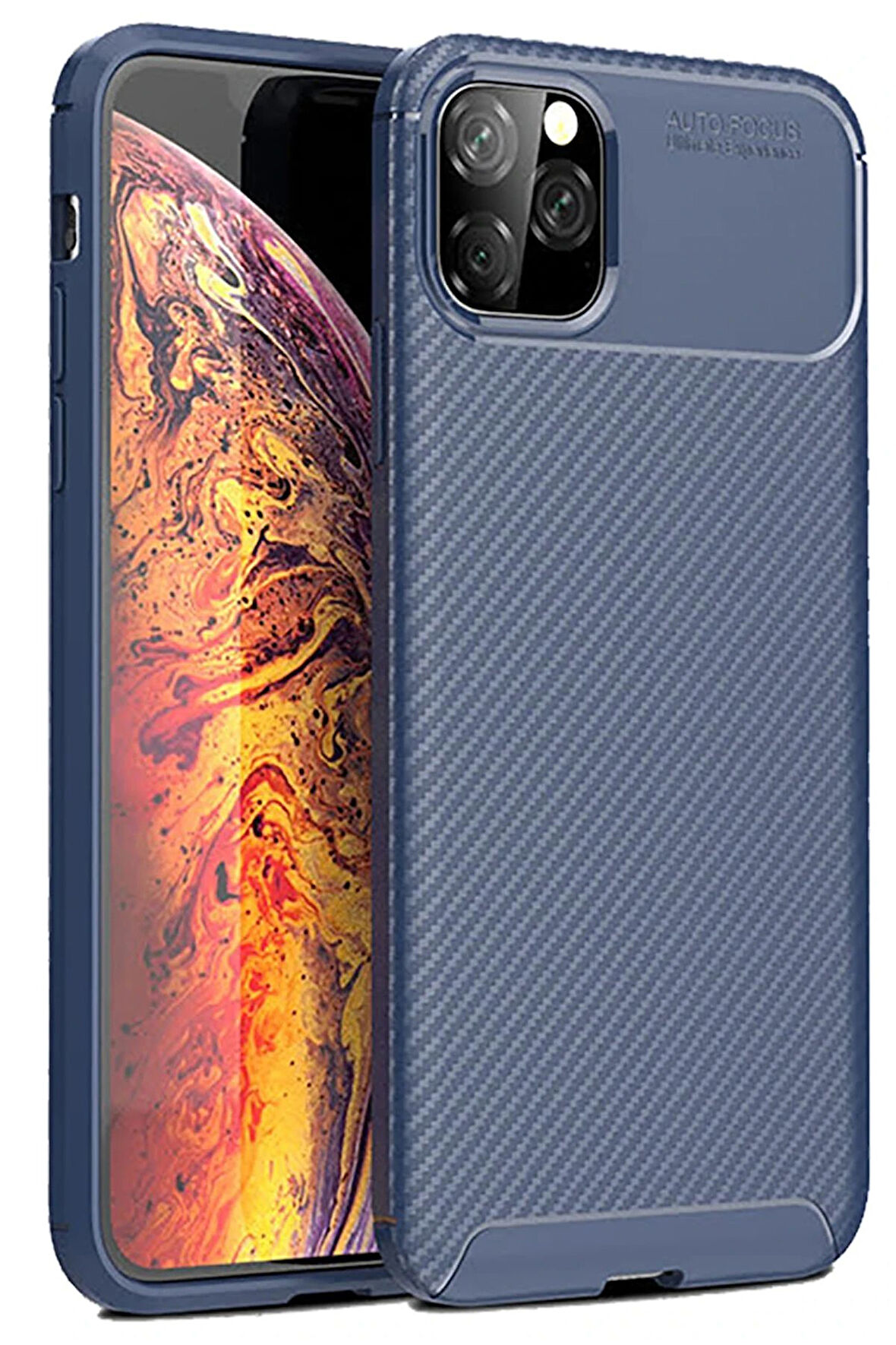 CPT50 iPhone 11 Pro Max Kılıf Auto Focus Karbon Kapak - Lacivert
