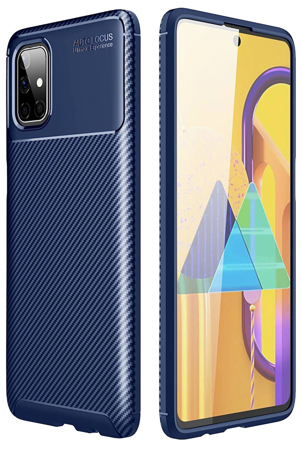CPT50 Samsung Galaxy M51 Kılıf Auto Focus Karbon Kapak - Lacivert