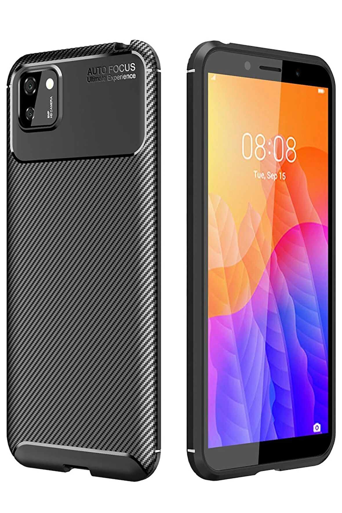 CPT50 Huawei Y5P Kılıf Auto Focus Karbon Kapak - Siyah