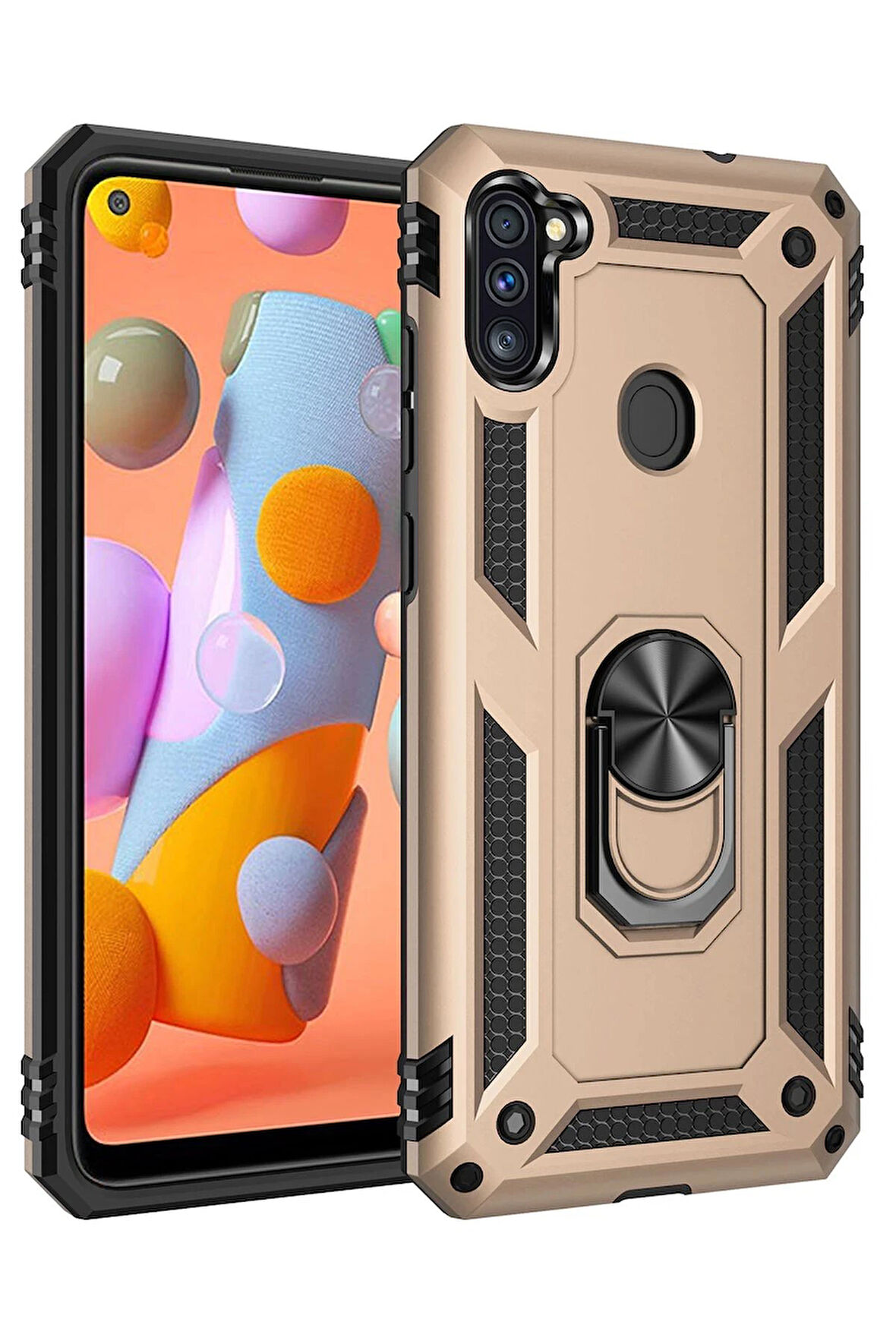 CPT50 Samsung Galaxy A11 Kılıf Sofya Yüzüklü Silikon Kapak - Gold