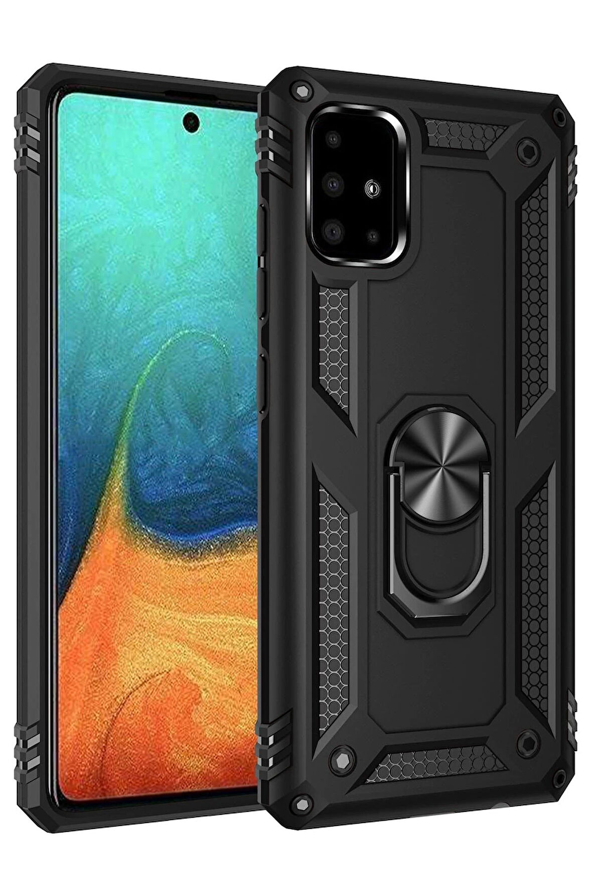 CPT50 Samsung Galaxy A71 Kılıf Sofya Yüzüklü Silikon Kapak - Siyah