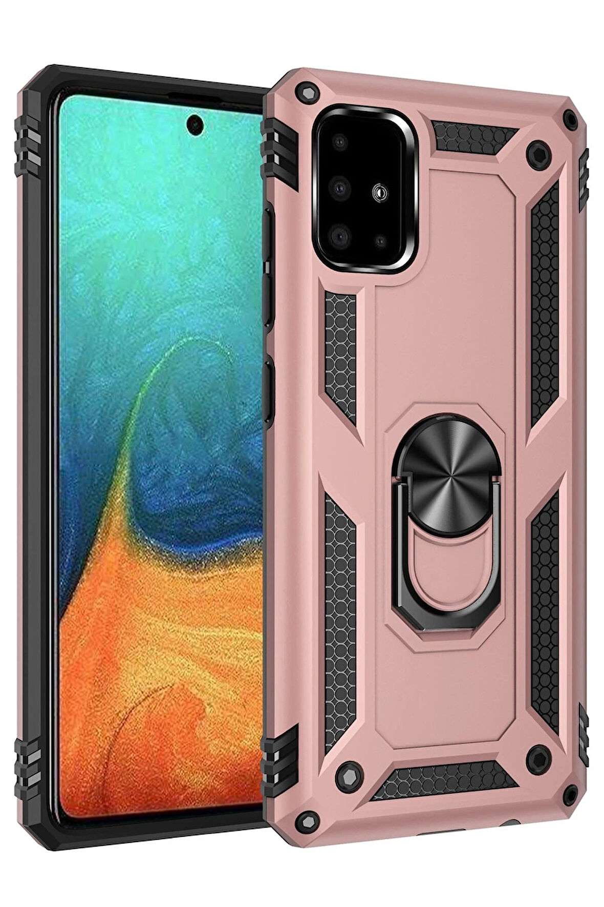 CPT50 Samsung Galaxy A71 Kılıf Sofya Yüzüklü Silikon Kapak - Rose