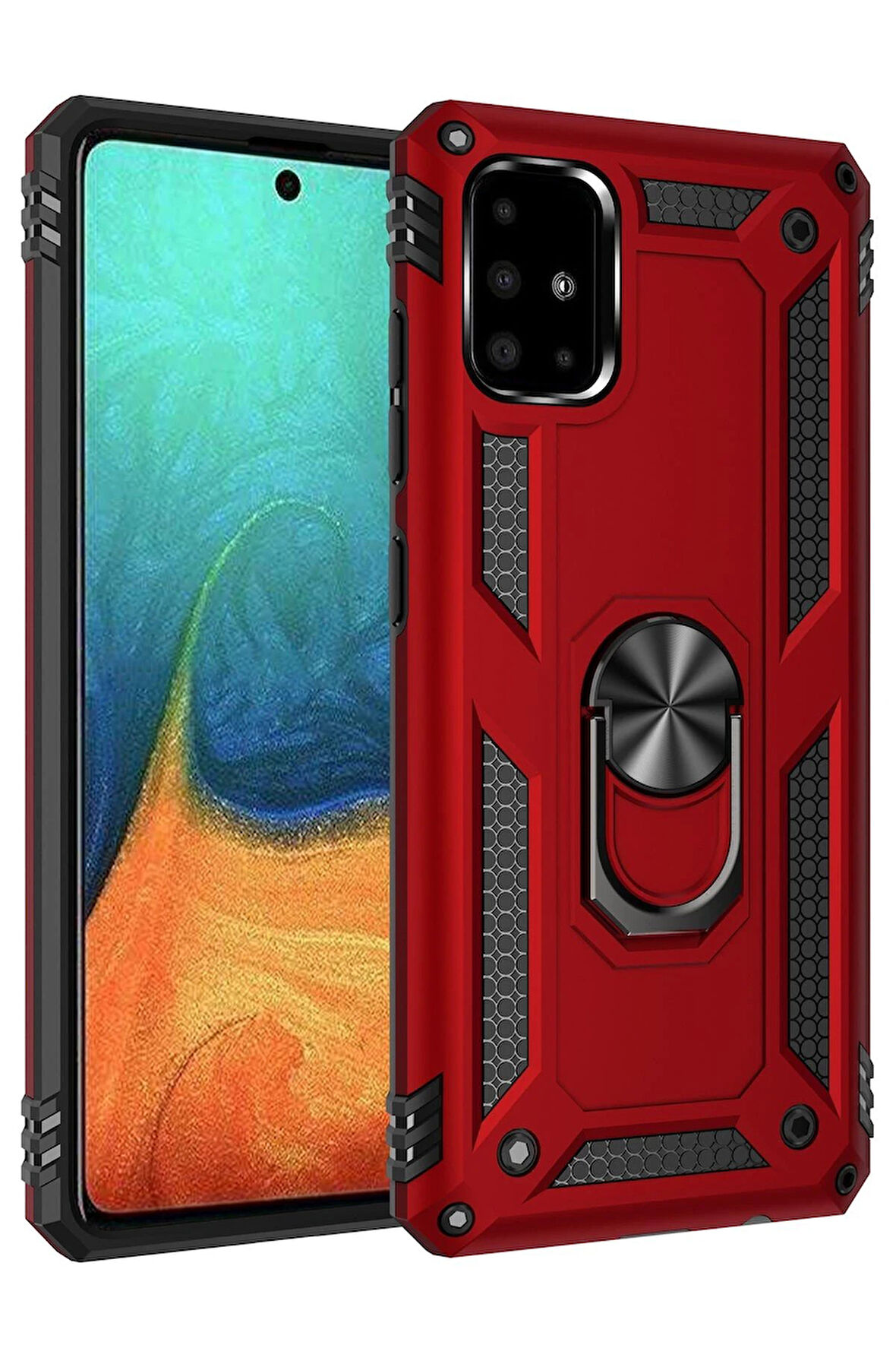 CPT50 Samsung Galaxy A71 Kılıf Sofya Yüzüklü Silikon Kapak - Kırmızı