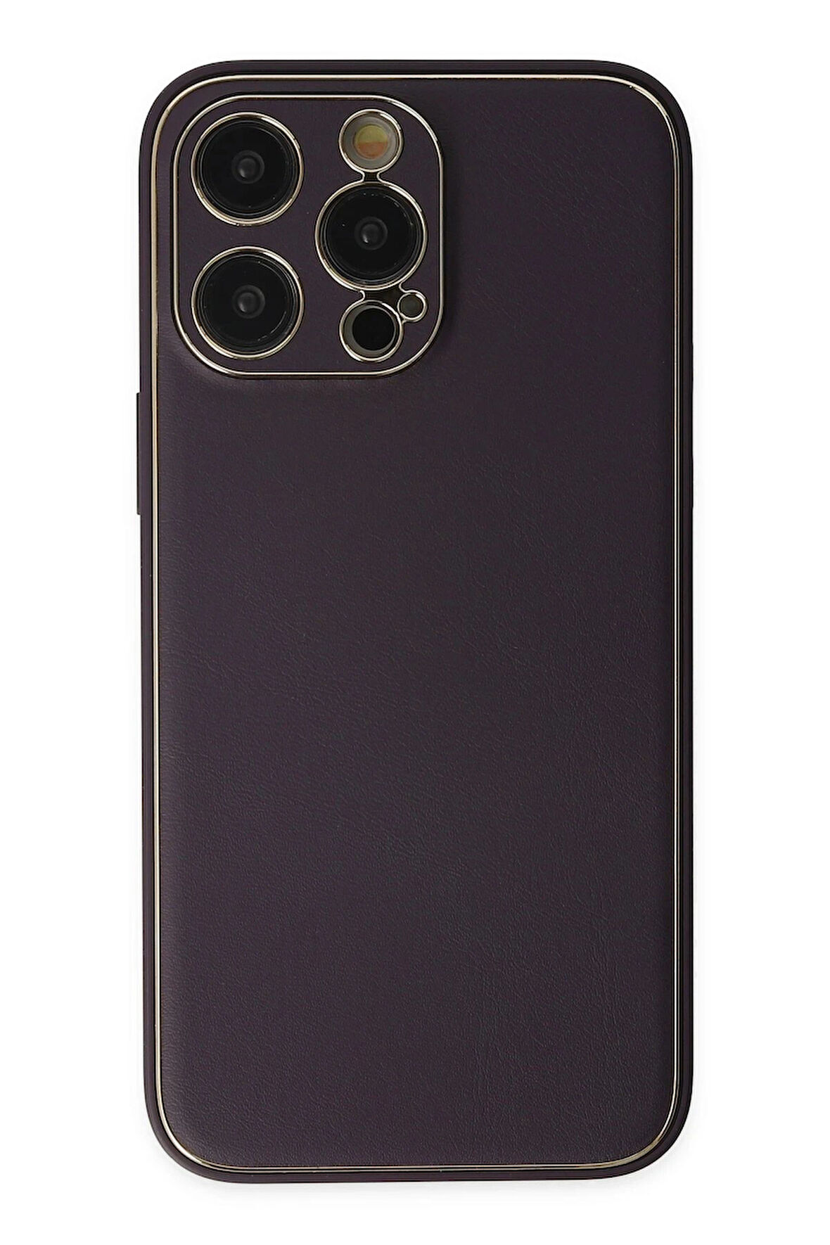 CPT50 iPhone 13 Pro Max Kılıf Coco Deri Silikon Kapak - Derin Mor