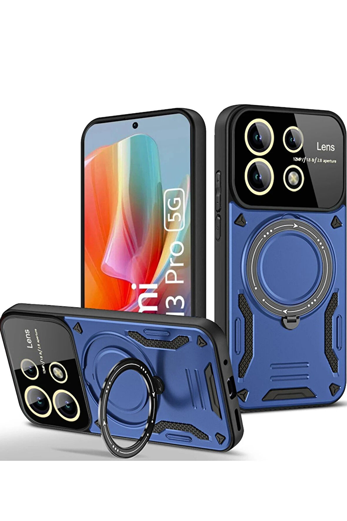 CPT50 Xiaomi Redmi Note 13 Pro 5G Kılıf Joy Lens Standlı Kapak - Lacivert